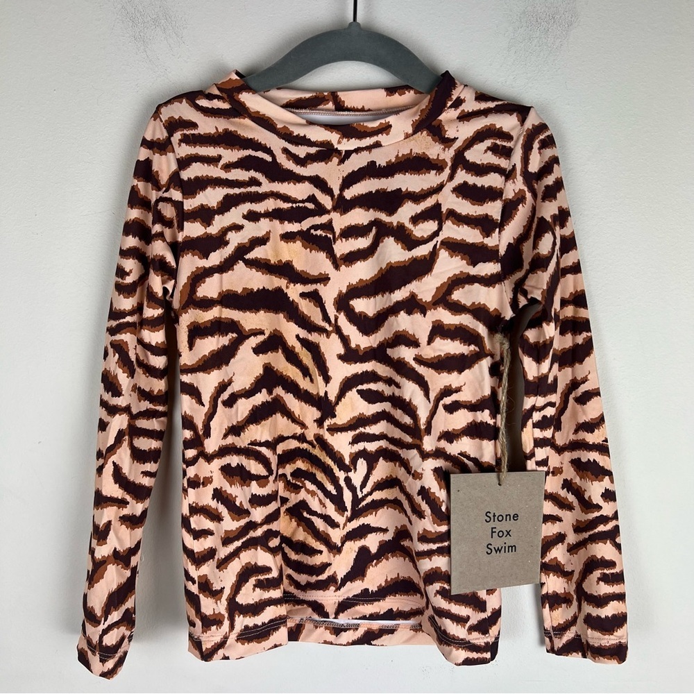 Stone Fox Swim | Animal Print Swim Rash Guard Long Sleeve Top | 4